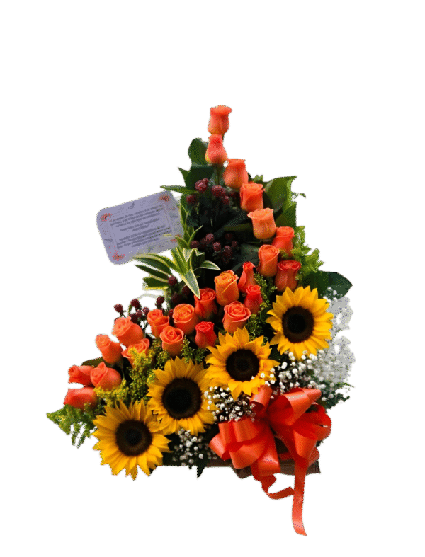 Arreglo x 4 girasoles y rosas R98