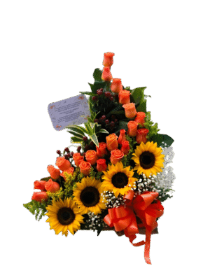 Arreglo x4 girasoles y rosas R98