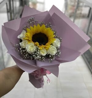 Girasoles y rosas en papel coreano R146